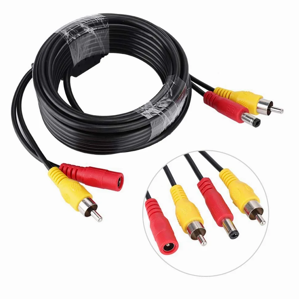 Cable De Video 5m / 10m / 15m / 20m RCA + DC Monitoreo Cámara Analógica Audio Video Cable De Alimentación Cable De Extensión De Cámara De Vigilancia(5M)