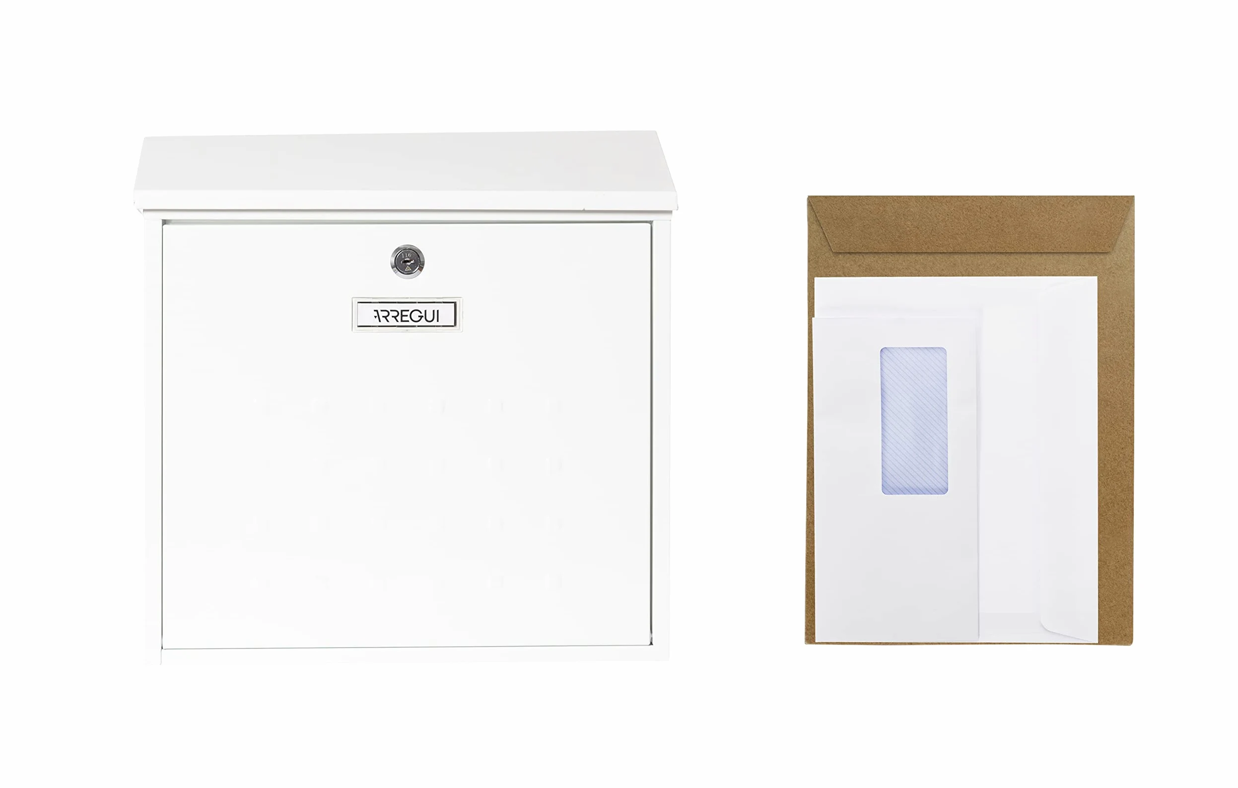 ARREGUI Premium Maxi E5611 Buzón Exterior de Acero, Tamaño L (Revistas, Sobres C4), Gran Capacidad, Buzón de Correo Individual, Buzón de Pared Grande, Antilluvia, Fácil de Instalar, Blanco