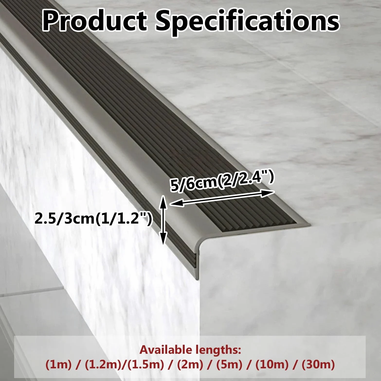 Antideslizantes Para Peldaños Perfil De Borde De Escalera, Perfil de ángulo de PVC,autoadhesivo, Material antideslizante y ignífugo Escaleras,escalones(Brown,6 * 3cm*1.5m)