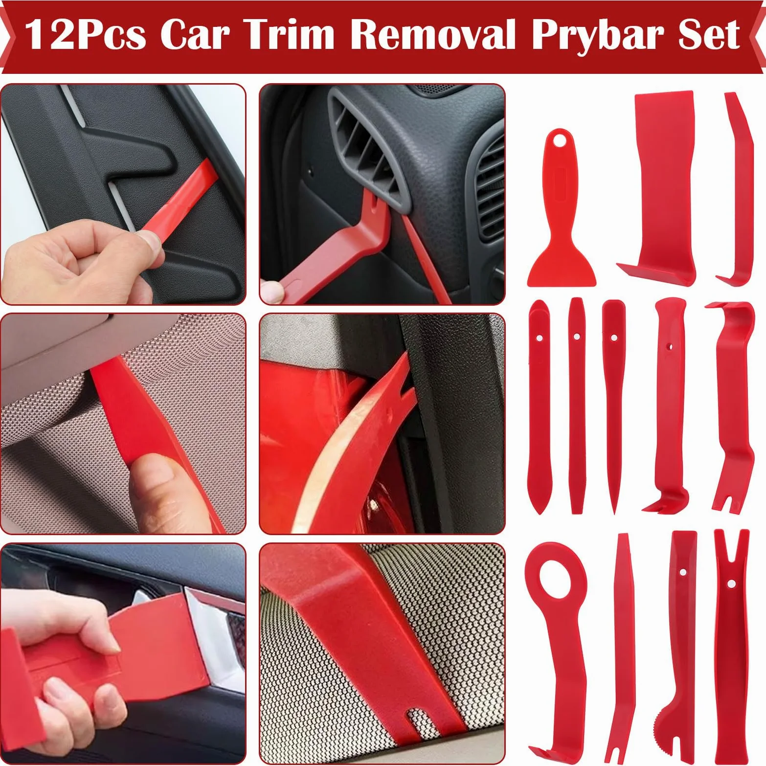 158pcs Herramientas Kit Desmontar Coche, Kit Mantenimiento De Interiores Automotrices, Cuñas de Plástico para Quitar Paneles Y Paneles de Puerta de Coche, Herramientas de Revestimiento Interior