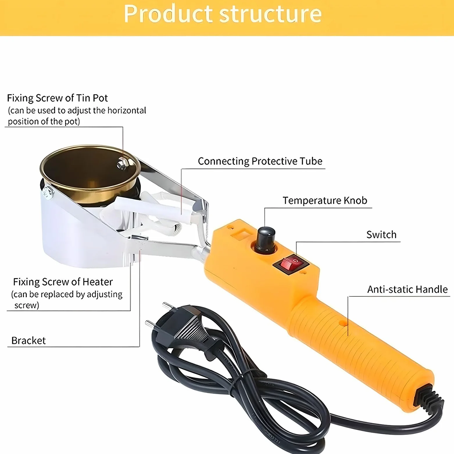 Olla Portátil para Fundir Plomo de 150 W-300 W Olla Manual para Fundir Plomo de 150-450 ℃ Ajuste para Moldes de Pesas de Pesca 300w