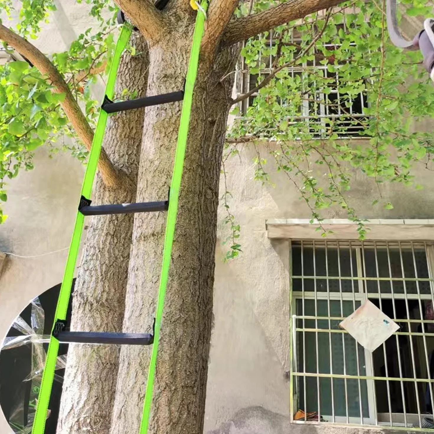 Escalera de Cuerda de Escape de Incendio de 10M con 2 Mosquetón, Cuerda de Seguridad de Emergencia, Carga de 600 KG