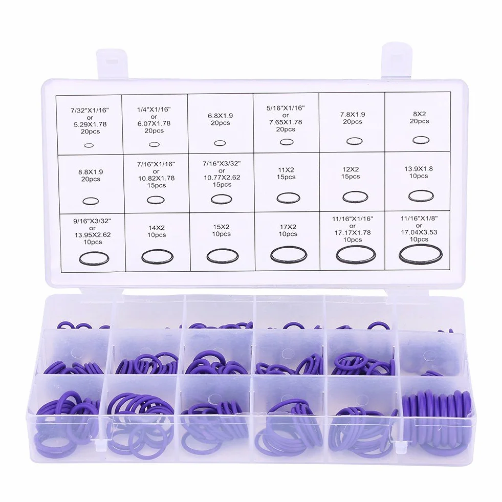 Kit de Anillo de AC o, 270 Piezas Aire de Automóvil Surtido o Anillos AC o Kit de Anillo Automotriz con Excelente Sellado para Reemplazo de Accesorios Profesionales (PURPLE)