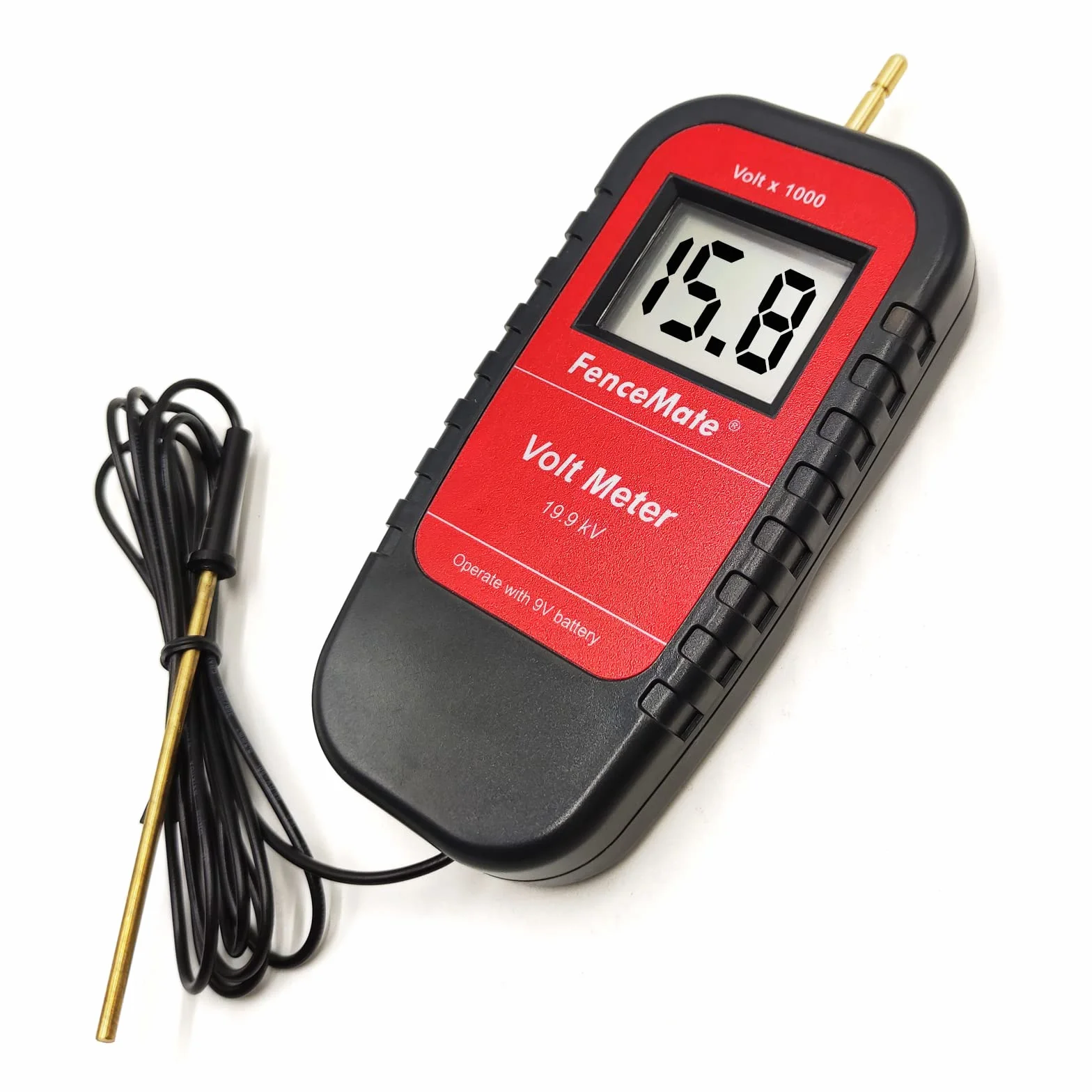 FenceMate Dispositivo de prueba digital para valla eléctrica, rango de hasta 19,900 V (19,9 kV), comprobador de vallas con gran pantalla LCD, interruptor automático de encendido/apagado, toma de