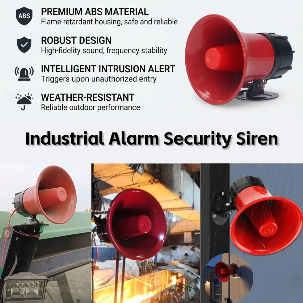 Bocina de Sirena de Alarma Industrial, Bocina de Seguridad, Sirena, Material ABS, 120dB, 30W, Bocina de Advertencia de Emergencia para Interiores y Exteriores (AC220V), SPACNANARD8K4FG1HN-13