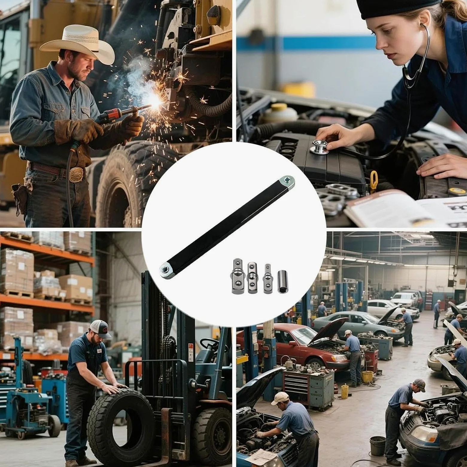 Extensión de trinquete compensada – Llave de mantenimiento de desplazamiento de trinquete de 3/8 pulgadas | Llave de extensión de mantenimiento – para mecánica, automotriz, talleres, industria