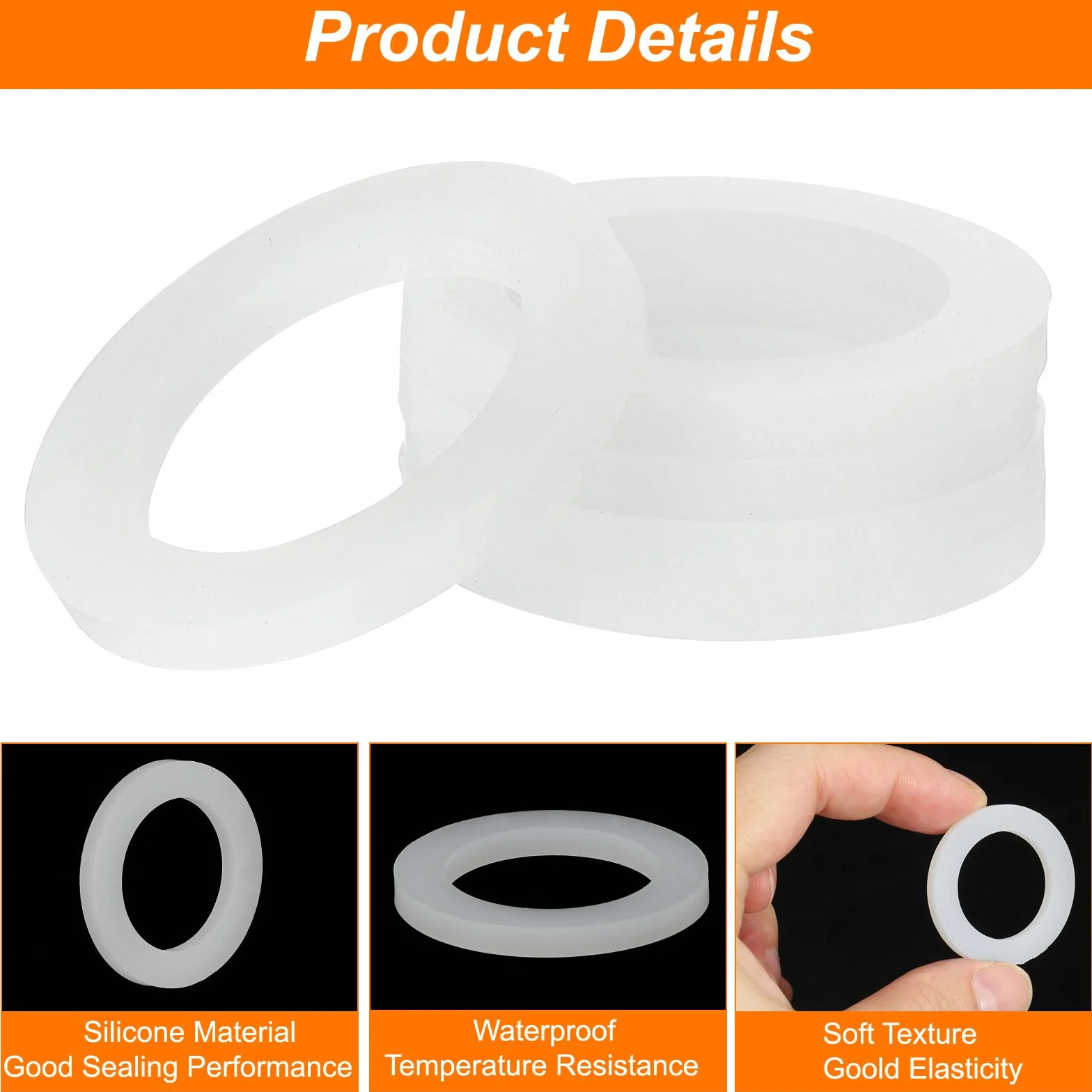 QUARKZMAN Silicona Junta, 30mm OD 20mm ID 3mm Ancho VMQ Sello Anillos Arandela para Ducha Cabezal Agua Manguera Grifo Plomería Tubería, Blanco 5uds
