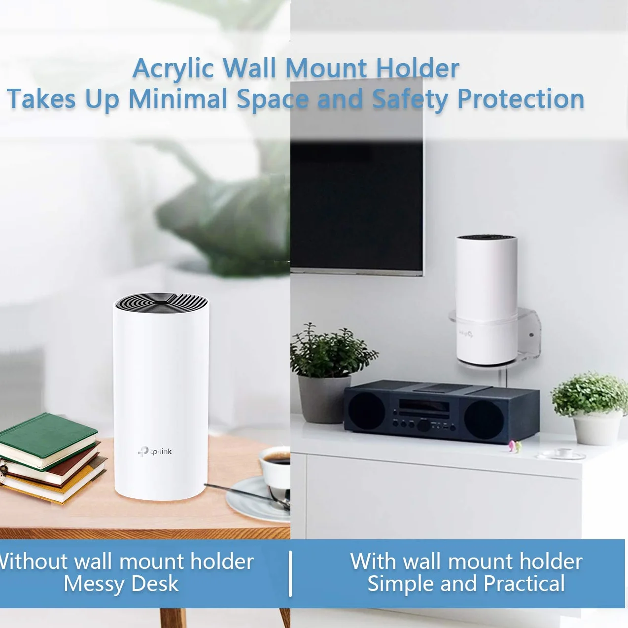 HOLACA Soporte de Pared para TP-Link Deco M4/ E4/ S4/ P9 Sistema WiFi de Malla para Todo el hogar, Soporte de Montaje en Pared Resistente Deco M4 P9 (Paquete de 2)