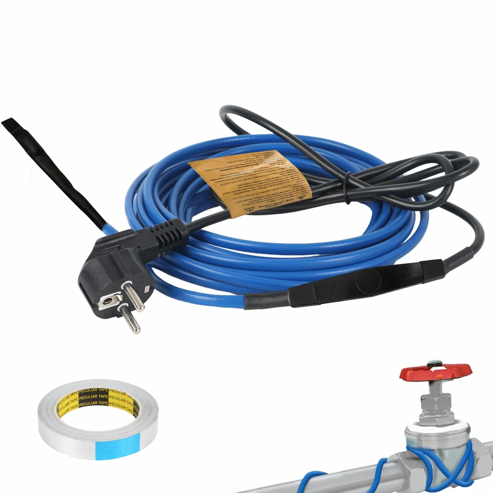 Cable calefactor antiheladas con termostato, 2,8/5,5/7,6 m, autoregulable, cable calefactor para tuberías, antiheladas, sin hielo, para proteger tuberías de agua, tuberías de agua (5,5 m)