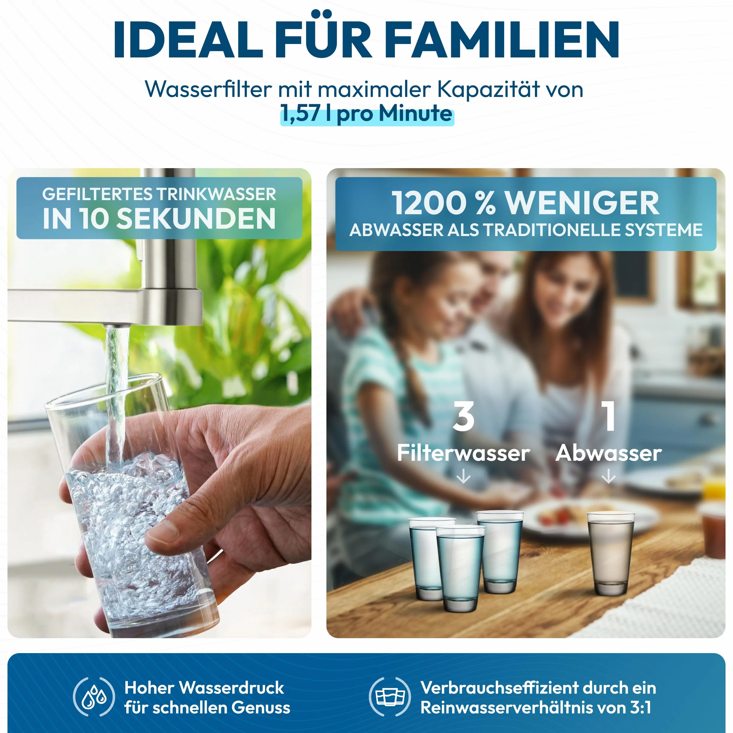 aora PPC Prefiltro para sistema de ósmosis inversa GT600 – para agua potable segura – Filtro de agua de ósmosis con 8 etapas de filtración y cambio de filtro en 3 segundos – Sistema de ósmosis bajo