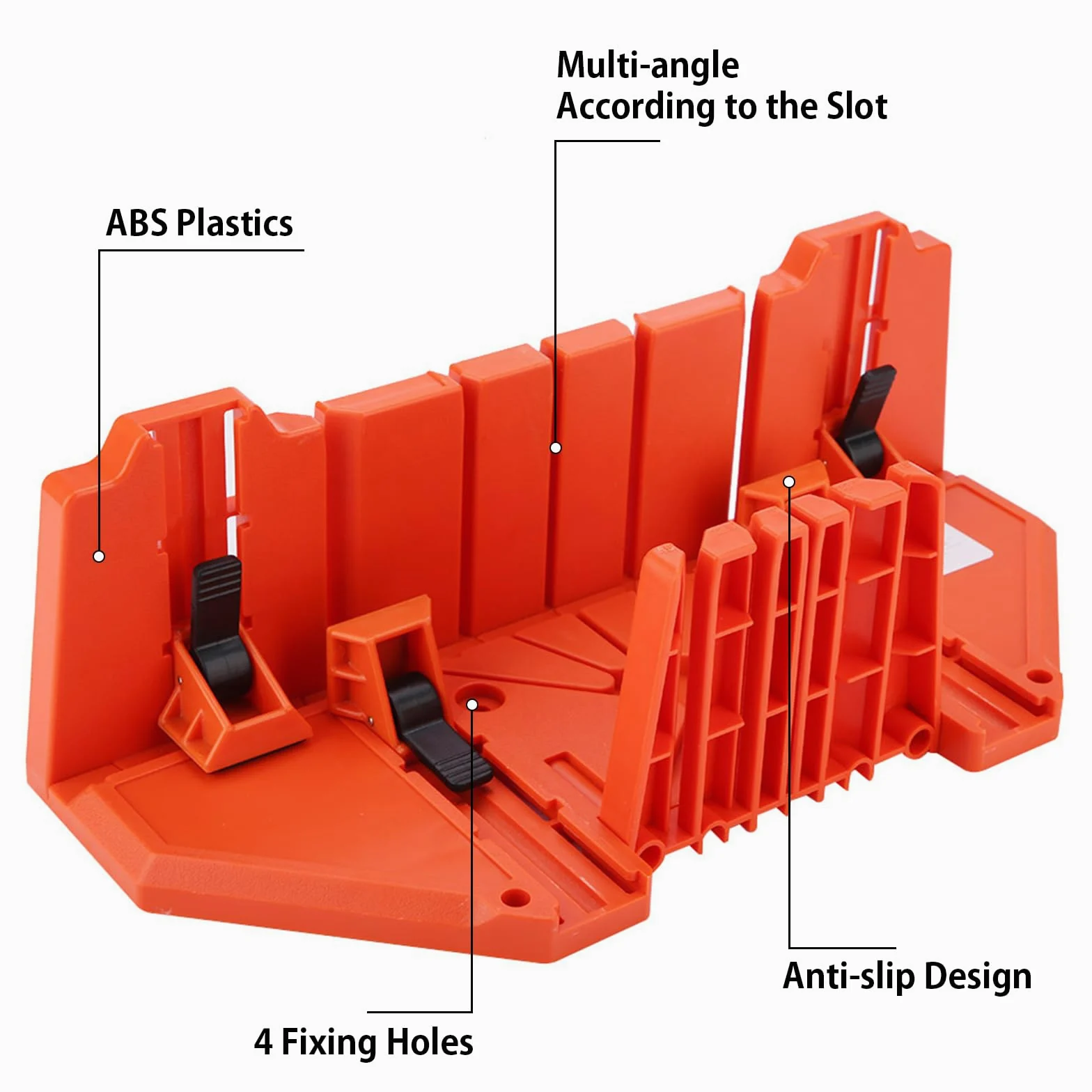GAESHOW Caja de Ingletes de Plástico, Caja de Sierra Ingletadora, Caja de Ingletes con Sierra de Espiga de 14", Caja Almacenamiento de Corte de Inglete con Compartimento para Sierra