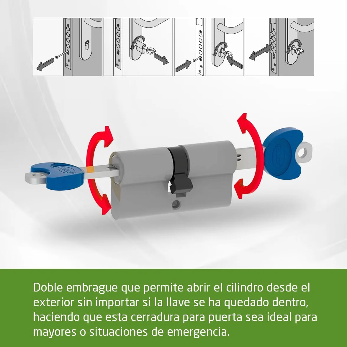 Amig - Cilindro de seguridad - Cerradura para puertas - Antiganzúa y Antibumping - Bombín Antiextracción y Antirotura - Incluye 5 llaves - Dorado mate - Medidas: 70 (30-40) mm