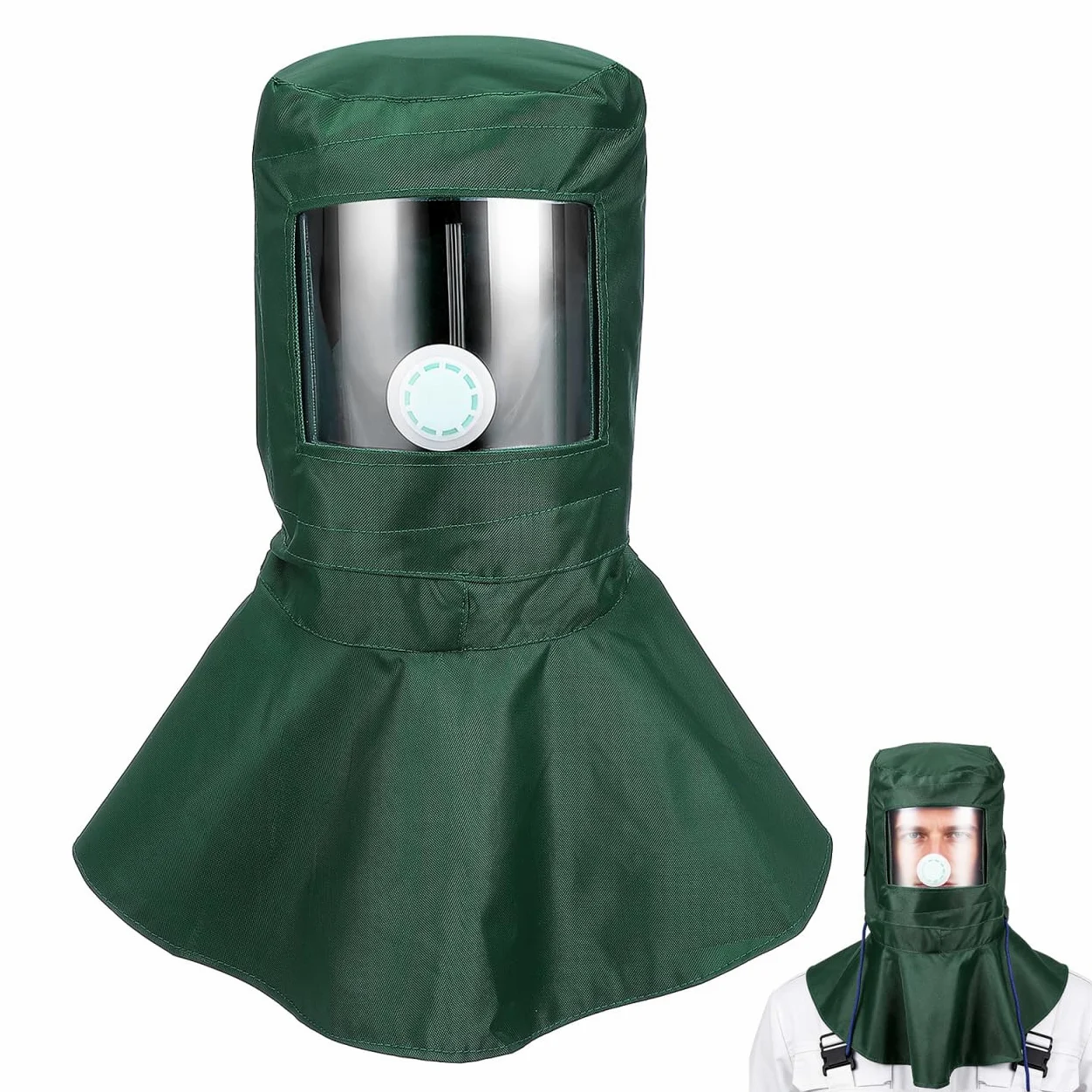 HOMSFOU Sandhaubenkappe Strahlhaube Sandhaubenmaske Schutzausrüstung für Sandstrahlgeräte staubschutzmaske schutzweste Gesicht Helm Rostentferner Sandstrahlkappe Sandstrahlmaske