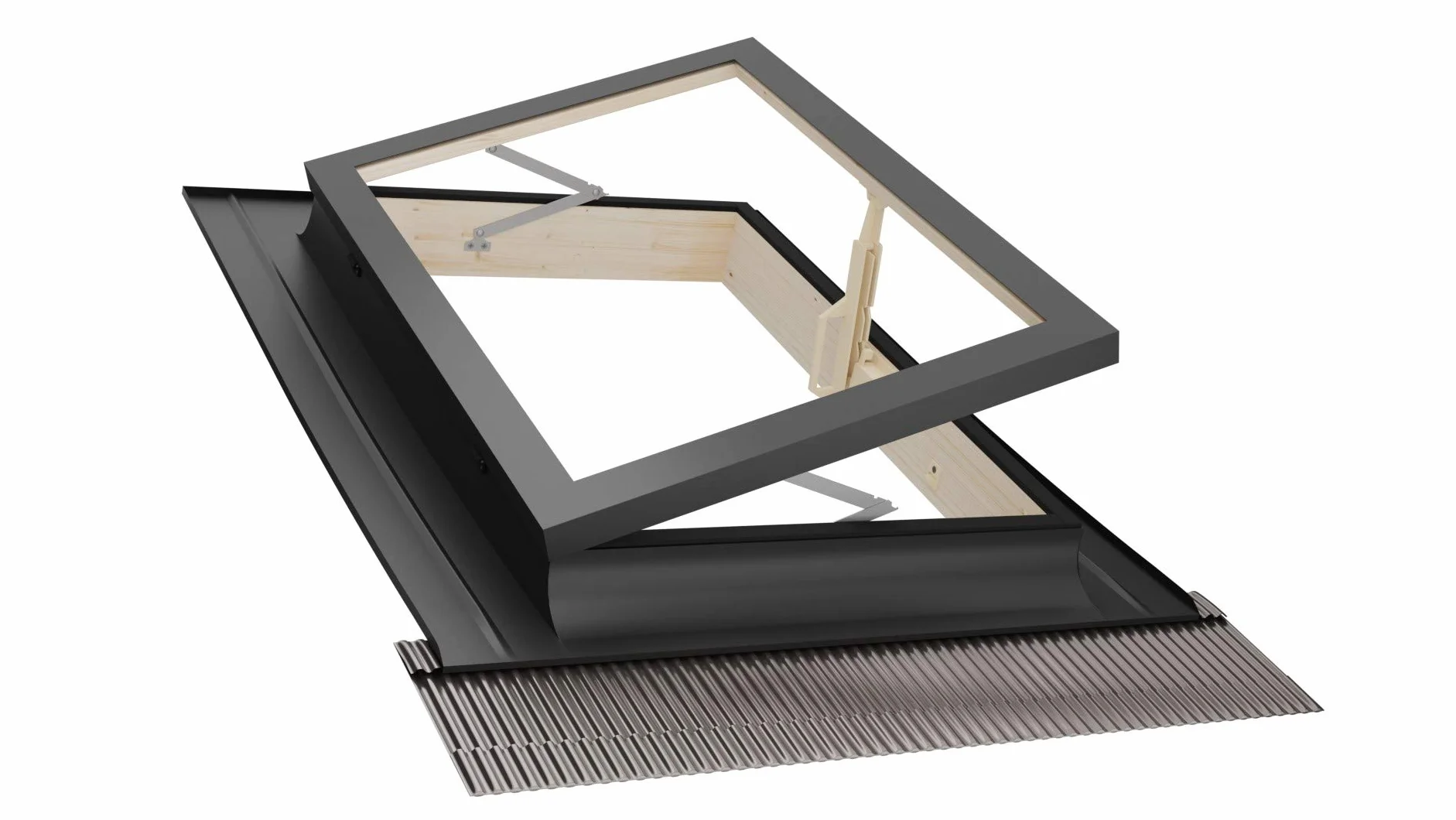 Emica - Claraboya abertura Libro de Aluminio | Vidrio Aislante 4-9-4 | Madera de abeto | Ideal para salida de tejado | Ventanas para Tejados (78x98 Base x Alto)
