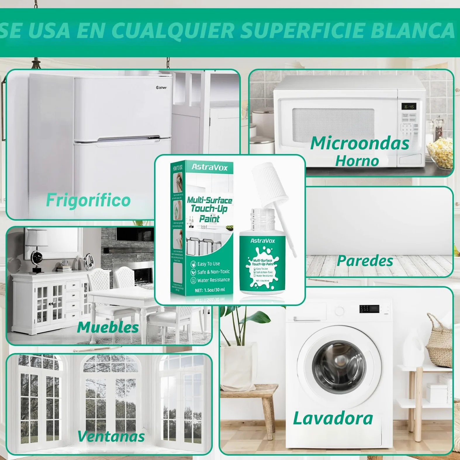 AstraVox pintura bañera, multisuperficie para esmalte, muebles, electrodomésticos, azulejos, baños, reparación de rayones en interiores y exteriores, impermeable, fácil de usar (semibrillante)