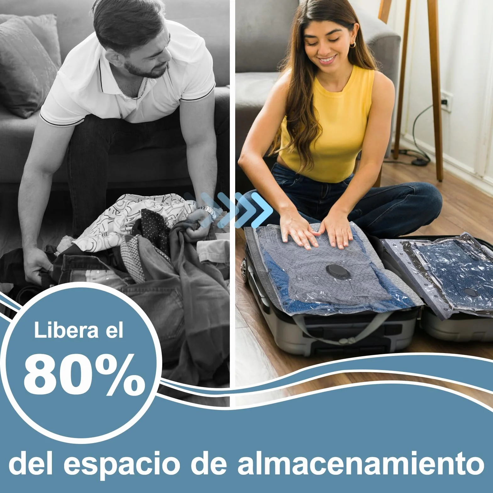 Carehabi Bolsas Almacenaje Ropa al Vacío 6 Piezas con Bomba Eléctrica Inalámbrica USB-C