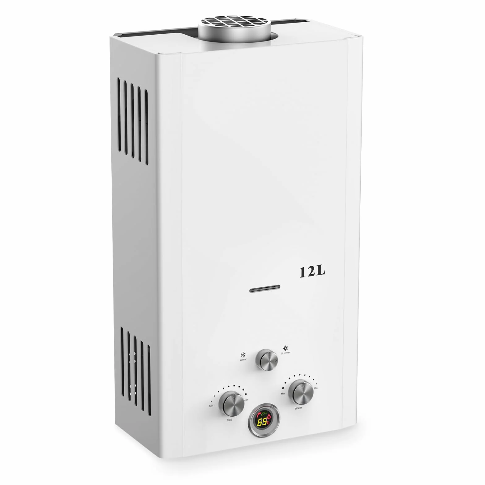 Xverycan Calentador de Agua Butano 12 LPM 24 KW Termo de Gas GLP Doble Encendido Baja Presión