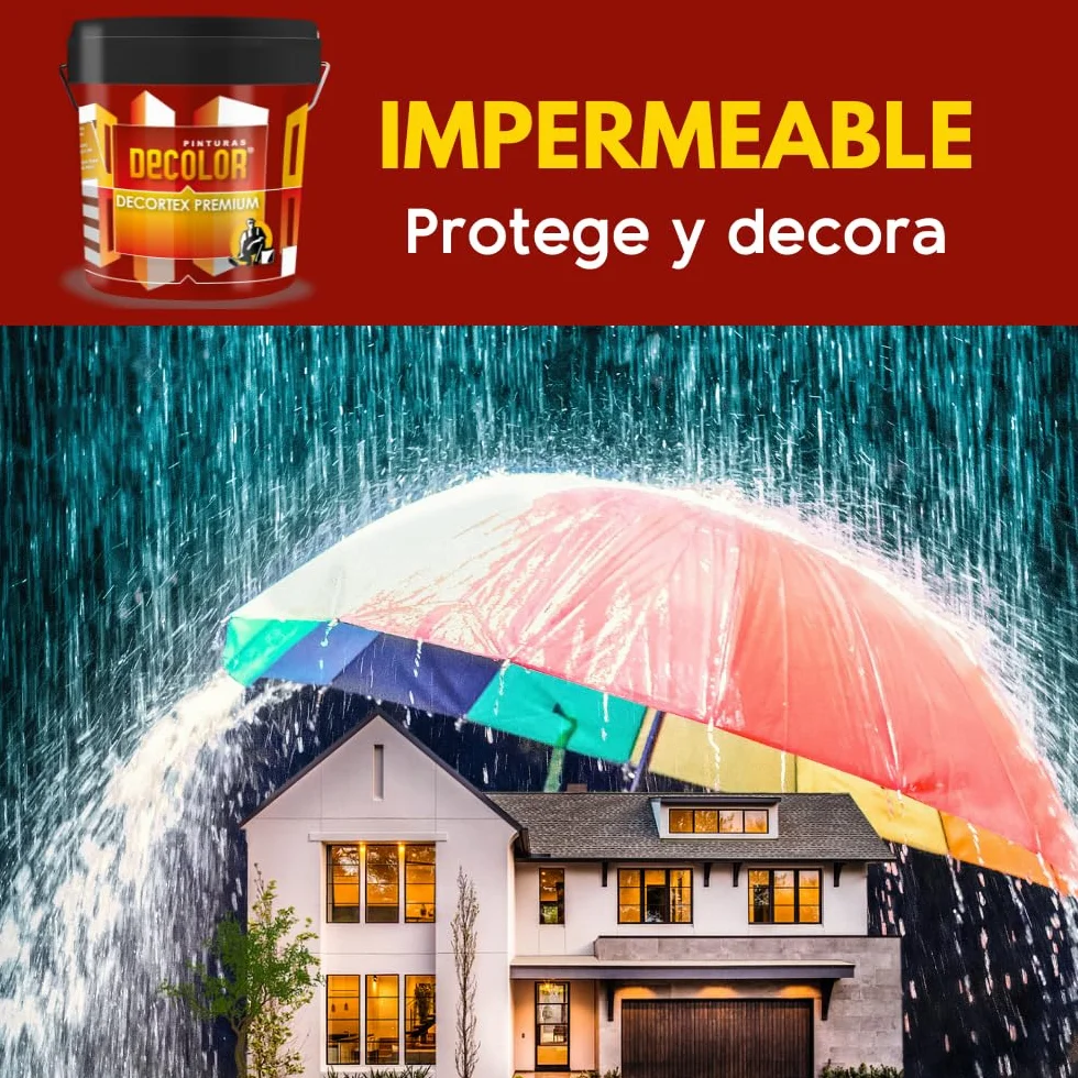 PINTURAS DECOLOR DECORTEX LISO PREMIUM - Pintura revestimiento impermeabilizante para fachadas. (4 litros). DAKAR.