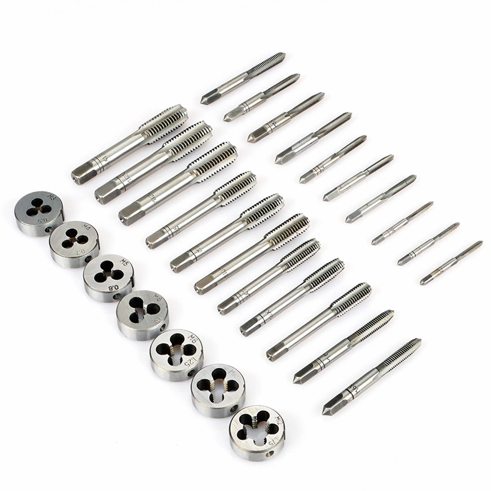 Juego de Machos de Roscar Métrico - 32 Piezas Aleación con Rosca Métrica para Herramientas de corte, Juego de Terrajas y Machos, kit de roscado con estuche de almacenamiento