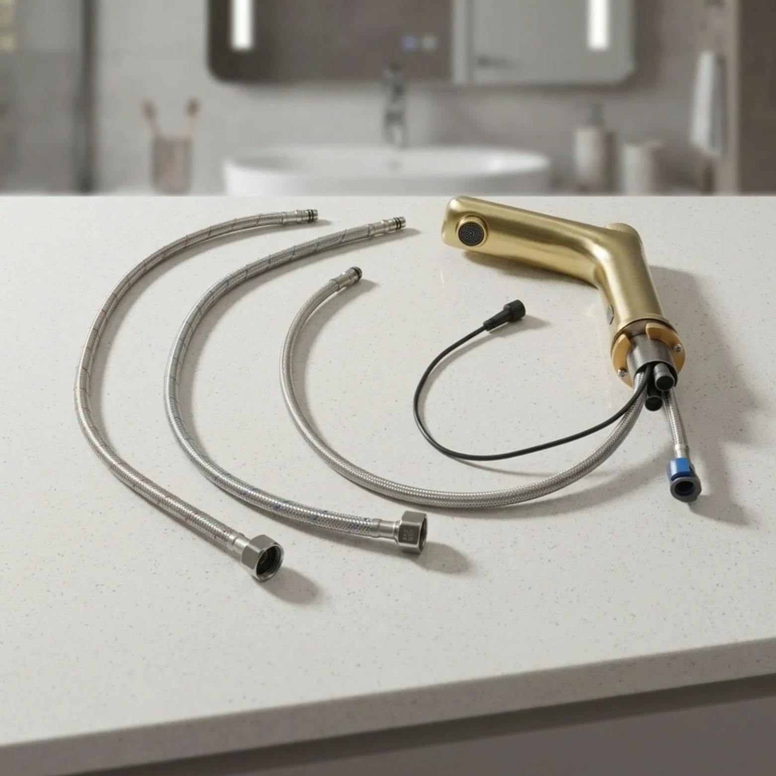 Grifo de sensor infrarrojo, grifo mezclador sin contacto, grifo de lavabo de baño con control de agua fría y caliente, activación automática del sensor, volante ergonómico antideslizante