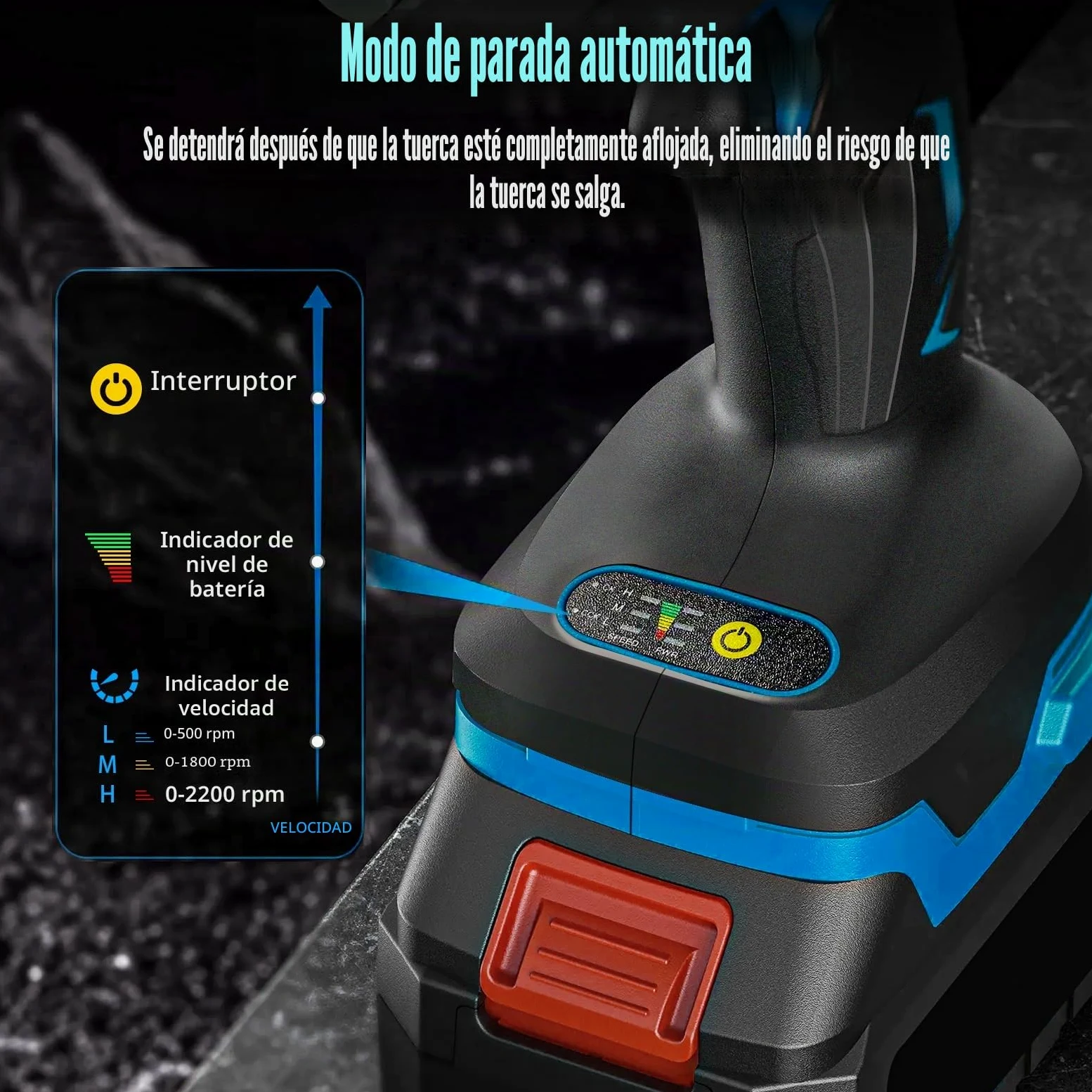 Atornillador de impacto con batería de 1/2 pulgadas, sin escobillas, 520 Nm, 18 V, compatible con luz LED, sin escobillas, para Makita (sin batería, sin cargador)