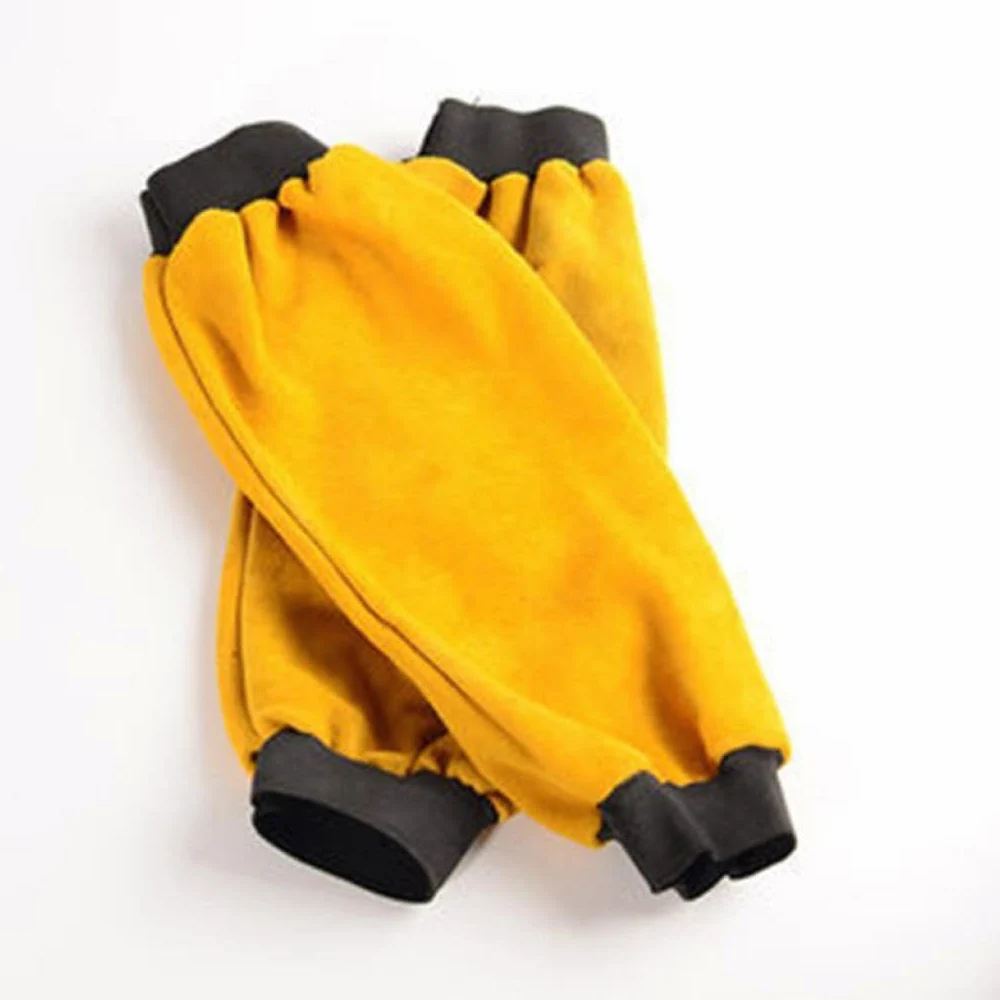1 Par de Resistentes de material cuero para Soldadura con Elástico, Amarillo a