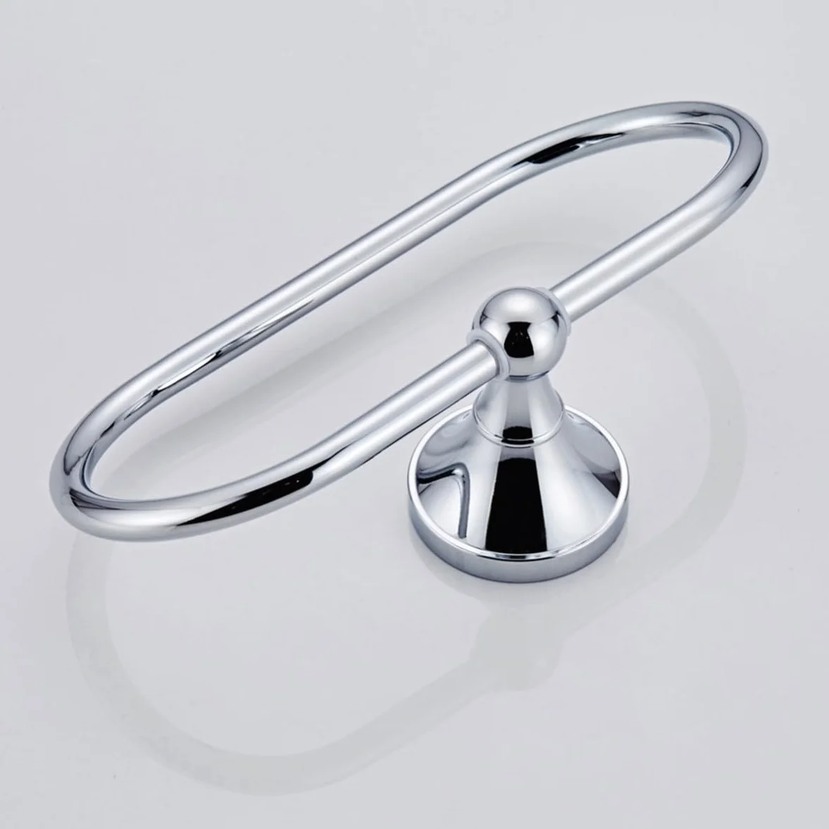Anillo Ovalado para Toallas de Cobre Plateado, Montaje en Pared sin Taladro, Resistente al Desgaste