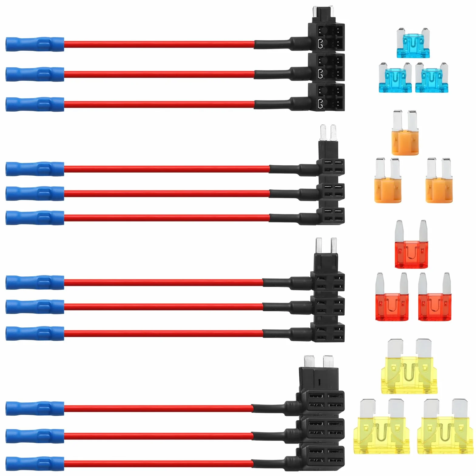 12 Piezas Portafusibles ATO ATC ATM APM 12V Fusible para Coche con 4 Tipos Mini Micro Micro2 Standard