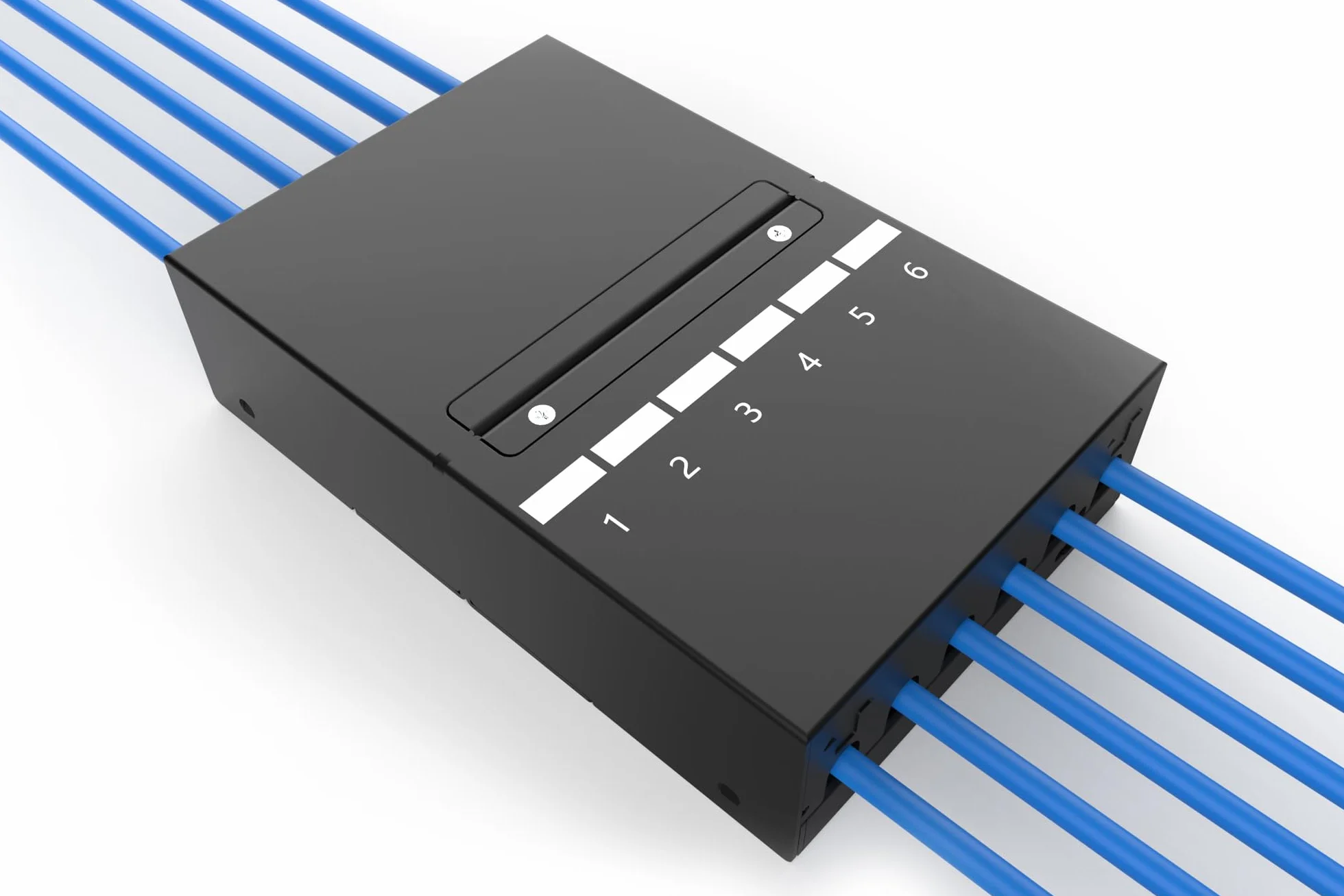 DIGITUS Caja de Punto de Consolidación - para Seis Módulos Keystone y Cables de Red - Gestor de Cables Inteligente - Grado de Protección IP20 - Montaje en Pared y Techo - Negro