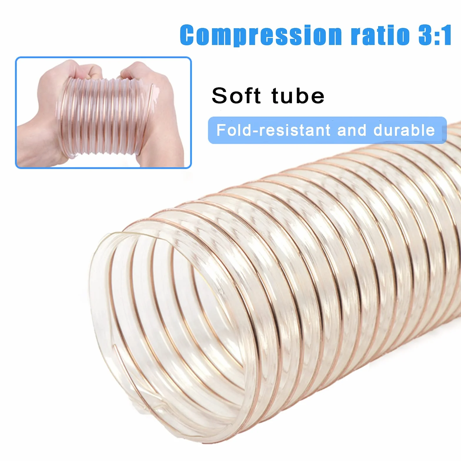 Manguera de ventilación for conductos Manguera de PU Manguera flexible Flexibilidad de 3,28 pies Resistencia a altas temperaturas Tubo corrugado Pared de espesor 1,5 mm ID 25-50 mm,45mm*1.5mm (Size :