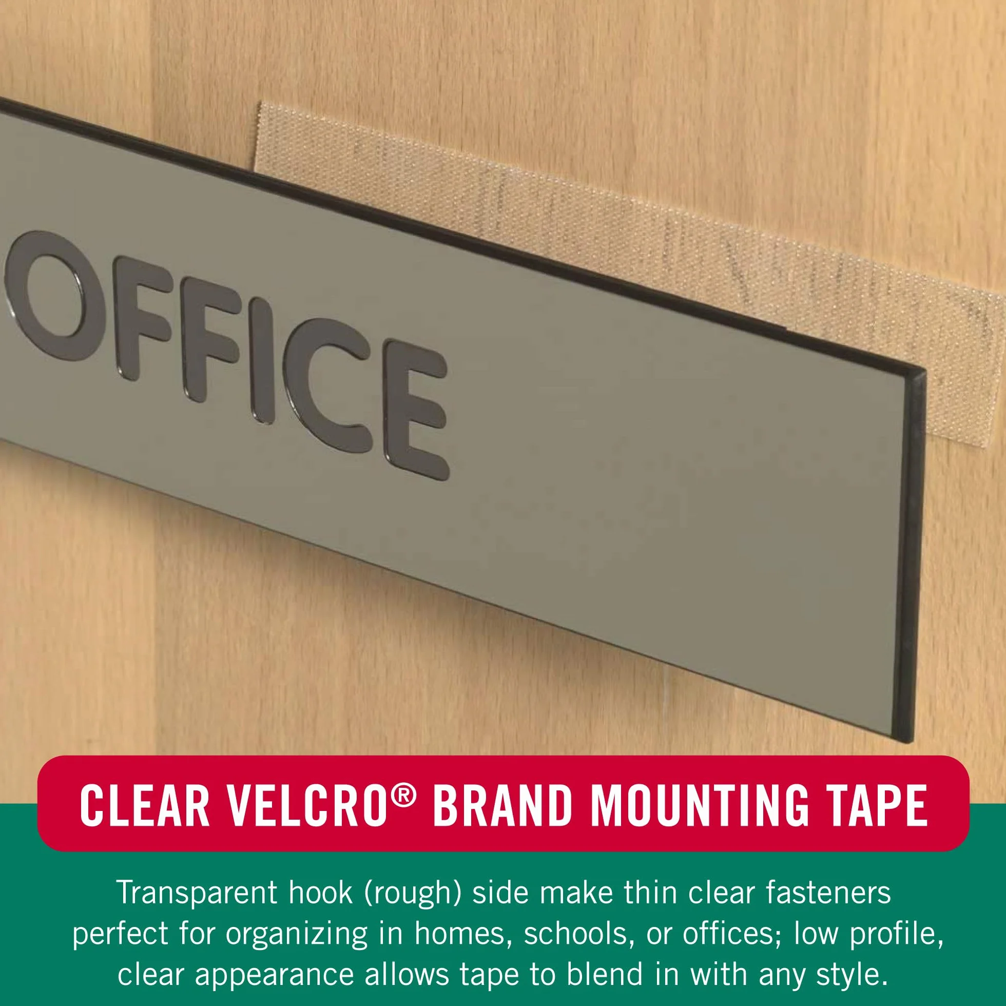 VELCRO Marca | Cinta Adhesiva Transparente y Delgada | Recortable | Fijación Fuerte de Gancho y Bucle | Ideal para Decoración, Hogar, Oficina, Aula y Manualidades | 19 mm x 4,5 m