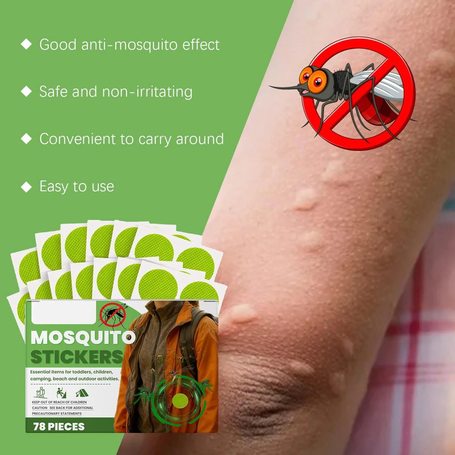 Parche Repelente Mosquitos 78 PCS Previene Picaduras Acampar Aire Libre Adultos Niños