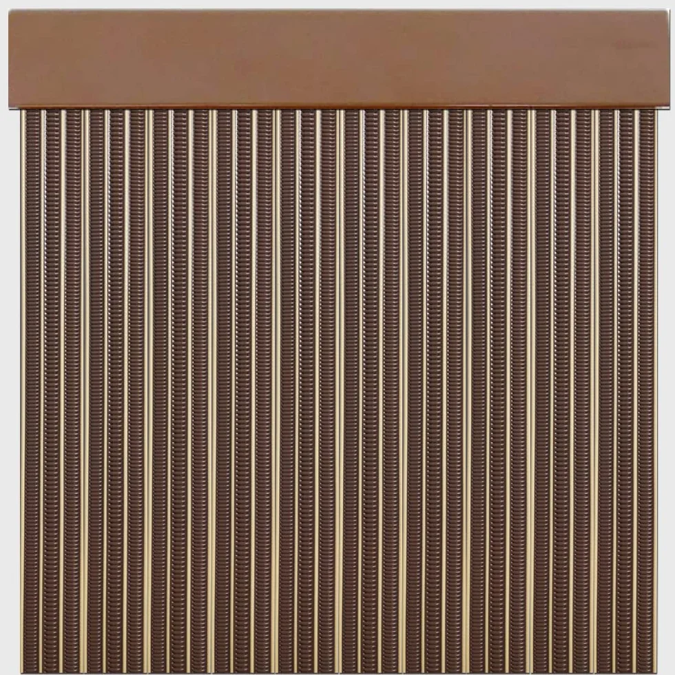 Cortinas Exterior de Cinta para Puertas | Plástico PVC y Barra Aluminio | PERTONI TENDE (MARRÓN Y Beige, Ancho 100cm x 210cm Largo)