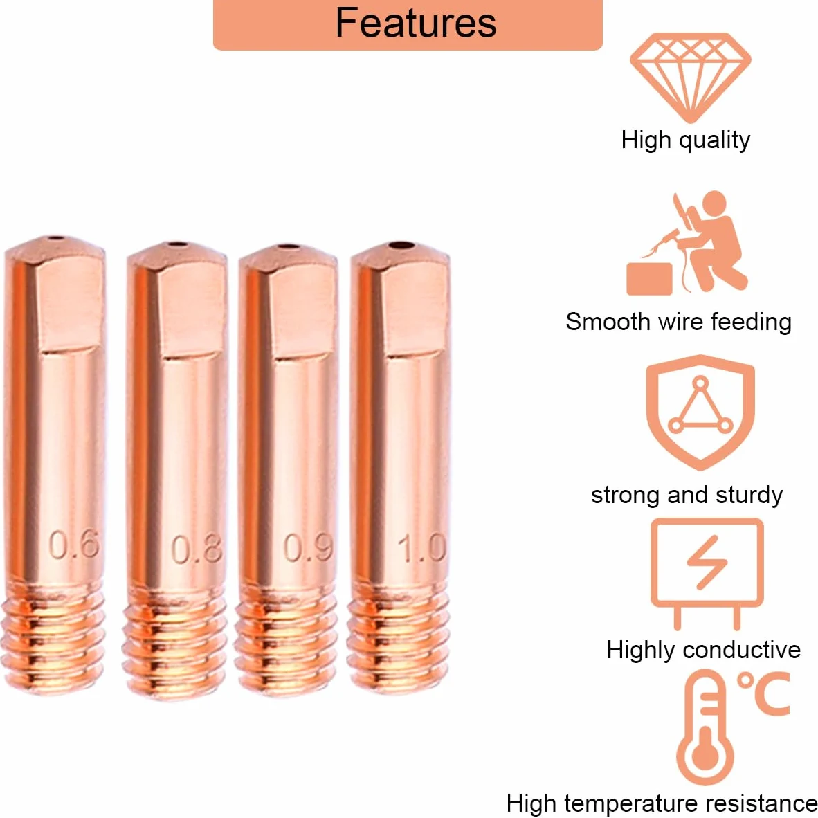 Puntas de contacto de soldadura MIG 0,6/0,8/0,9/1,0 mm MB15 15AK Kits de antorcha Boquillas Accesorios para consumibles de antorcha de soldadura 15AK MB15 MAG MIG, 42 piezas