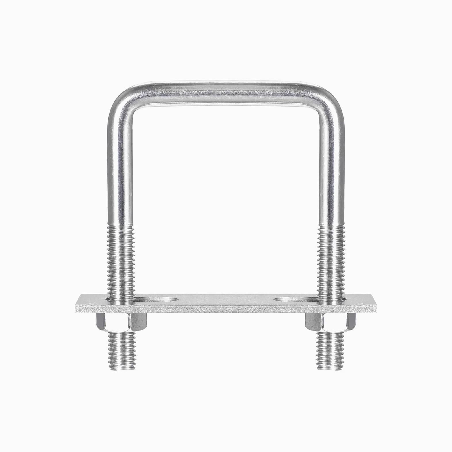 sourcing map Pernos en U cuadrados, 2 juegos 62 mm (2,44 ") Ancho interior 100 mm Longitud M10 304 Perno de abrazadera en U de acero inoxidable con tuercas y placas, para remolque de barco