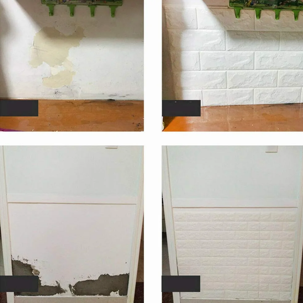 10 paneles de pared 3D autoadhesivos, aspecto de piedra, 70 x 77 cm, espuma de polietileno, DIY, ladrillos, piedra repujada, decoración de pared (blanco)