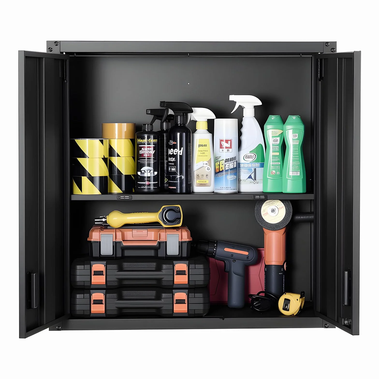 VEVOR Armario de Pared para Taller, 762 x 310 x 762 mm, Armario de Herramientas de Metal, Capacidad 108,86 kg, Negro