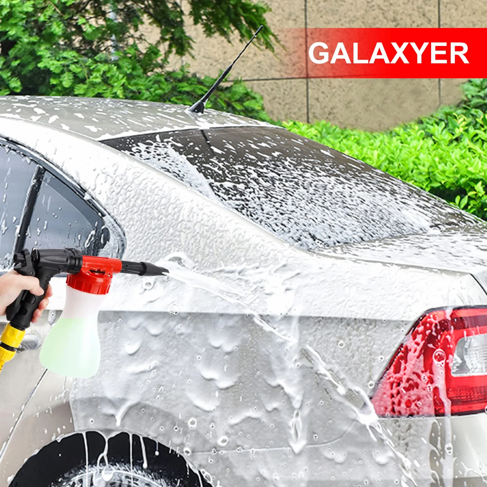 GALAXYER Pistola de Espuma de Nieve Ajustable 900 ml, Puede conectar rápidamente mangueras de jardín, Foamaster para Limpieza de automóviles y Casas, riego de Jardines