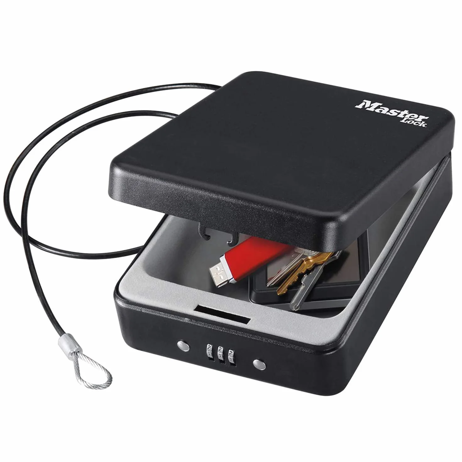 MASTER LOCK Caja Fuerte Compacta P005CEURBLKHRO con Cable Combinación para Objetos de Valor Smartphone