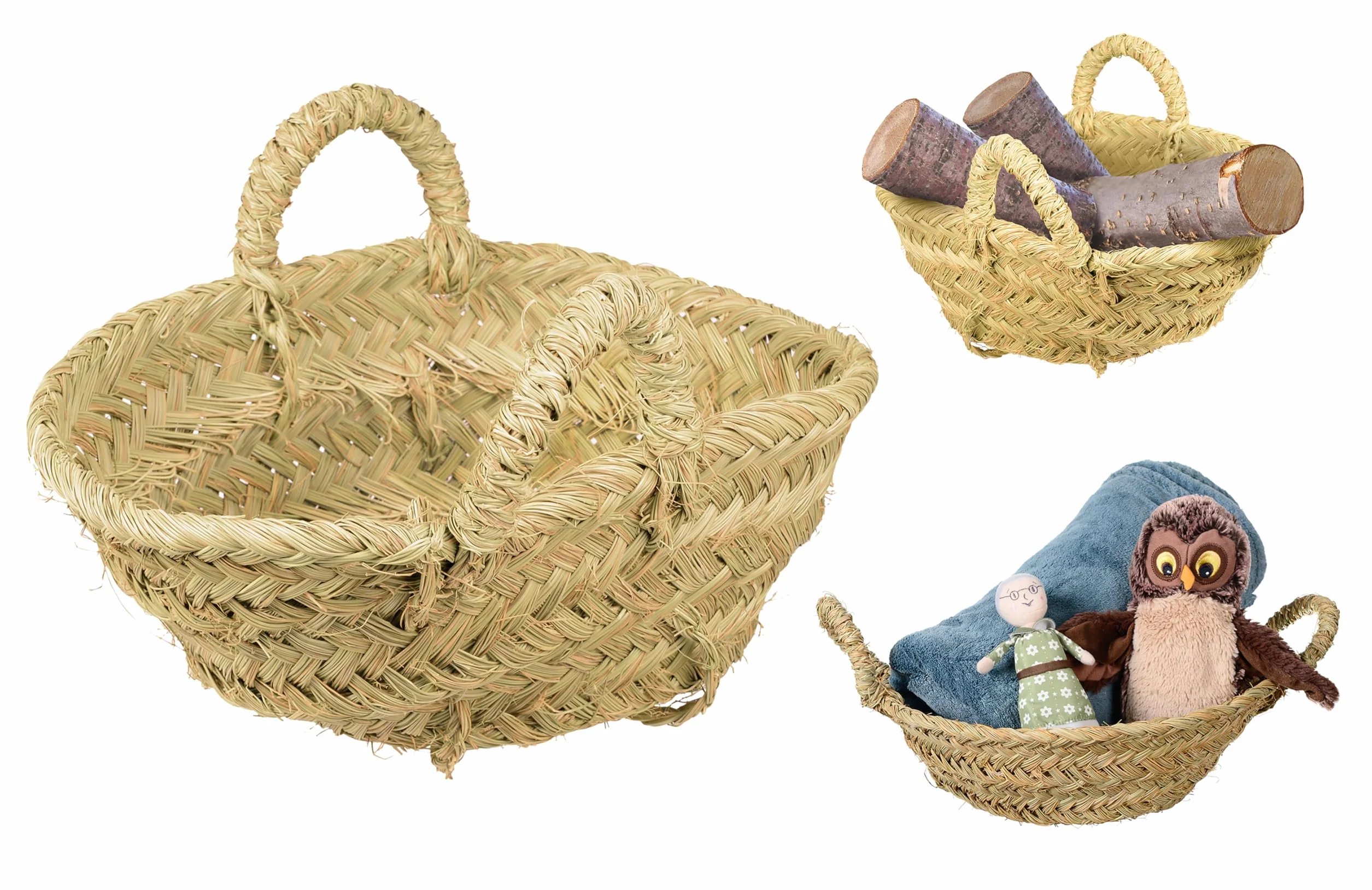 HERSIG - Capazo de Esparto redondo | Capazo Leñero Interior - 35x35x17cm (Medidas Aproximadas)