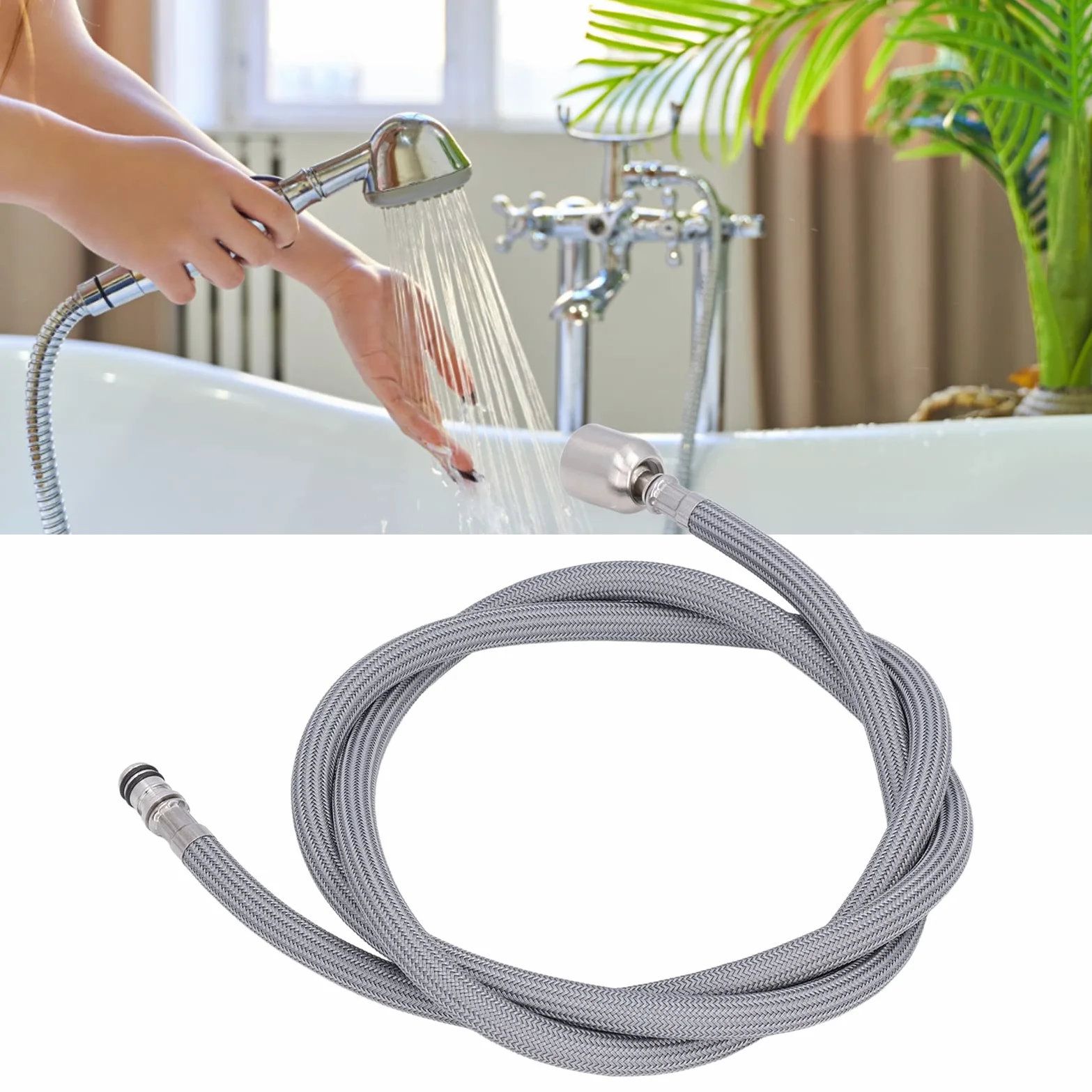 Manguera de Ducha Grifo Extraíble G1/2 1,5 M Flexible PVC Trenzada Nailon Repuesto Baño Cocina Universal