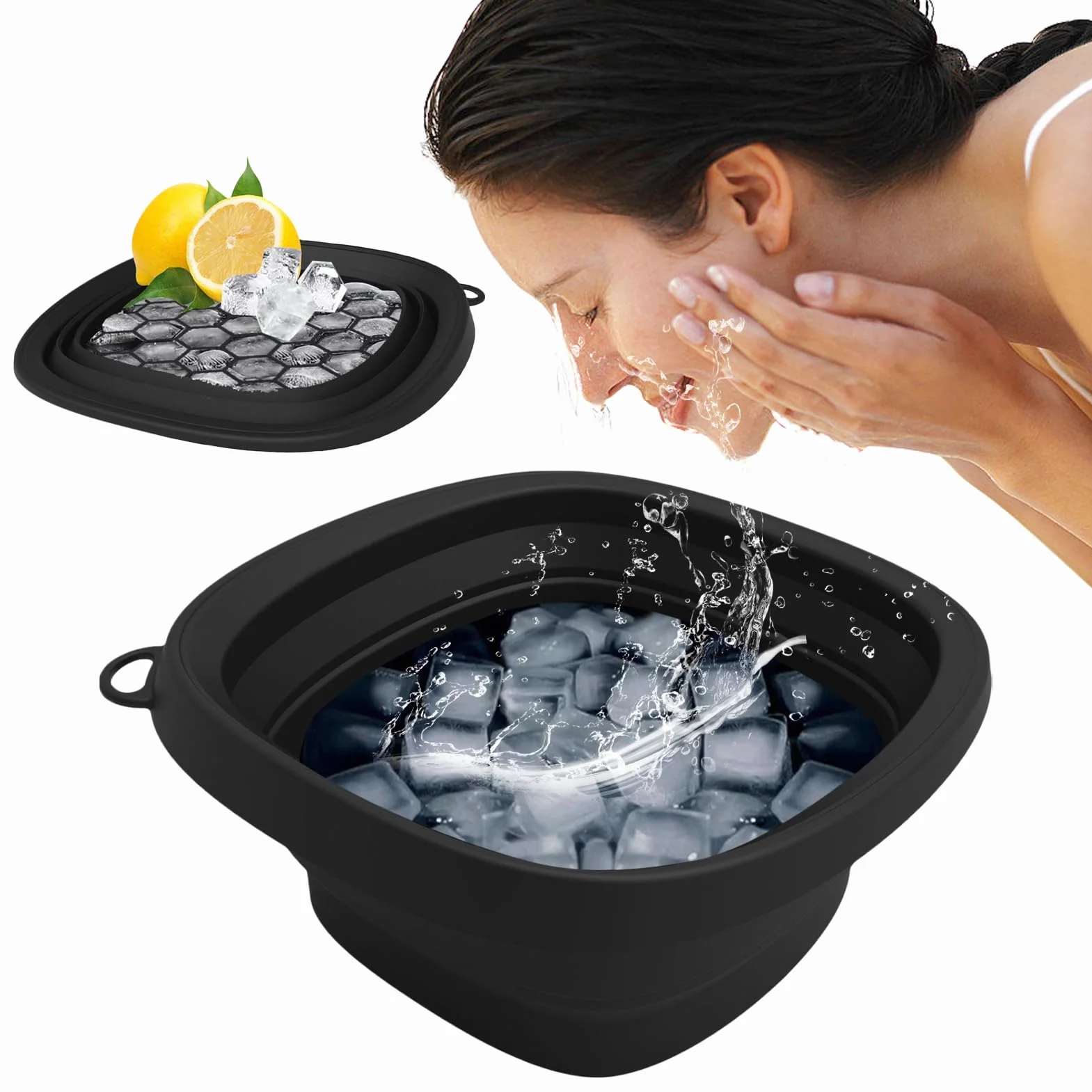Cuenco Facial De Hielo, Bol Plegable De Silicona Para Baño De Hielo Facial, Accesorio De Spa Plegable Con Bandeja Integrada Para Cuidado De La Piel Reduciendo Hinchazón Y Firmeza