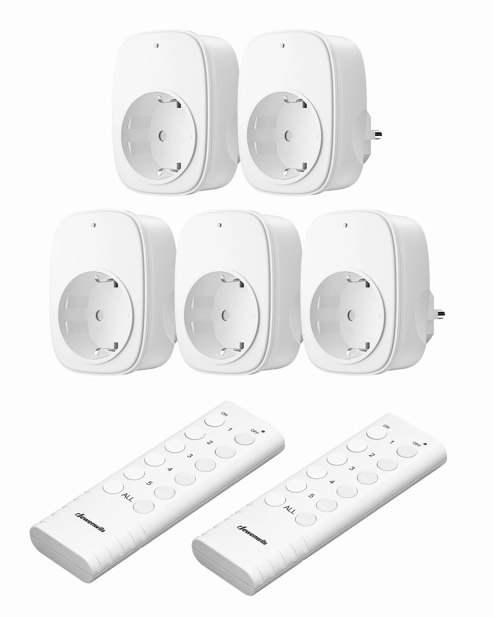 DEWENWILS Enchufes inalámbricos con mando a distancia, 16A 3680W, juego de enchufes enchufables de 2V5, interruptor inalámbrico ampliable para decoración festiva y dispositivos del hogar, alcance de