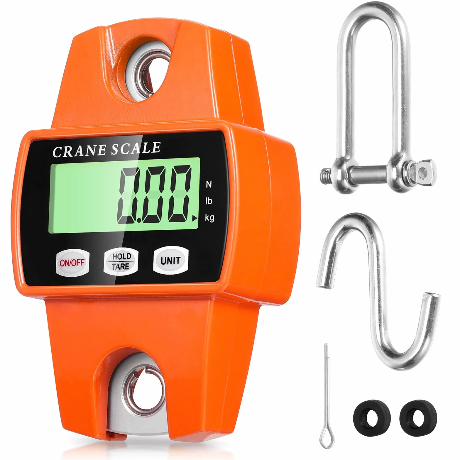 Báscula Digital Colgante 300kg con Pantalla LCD, Báscula Electrónica para Grúa, Pesca, Caza y Granja, Mini Portátil con Ganchos, Alta Precisión y Resistente