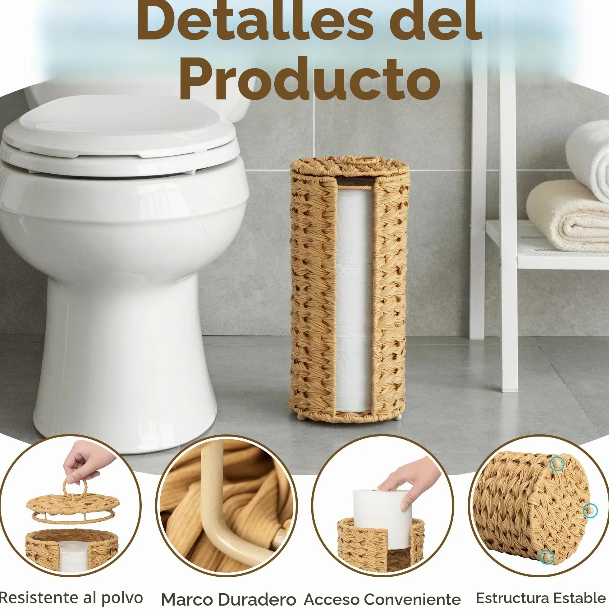 GRANNY SAYS Soporte de Almacenamiento de Papel higiénico, Soporte de Papel higiénico con Almacenamiento, Soporte de pañuelos de baño, Soporte de Rollo de Inodoro Independiente, Organizador de Papel