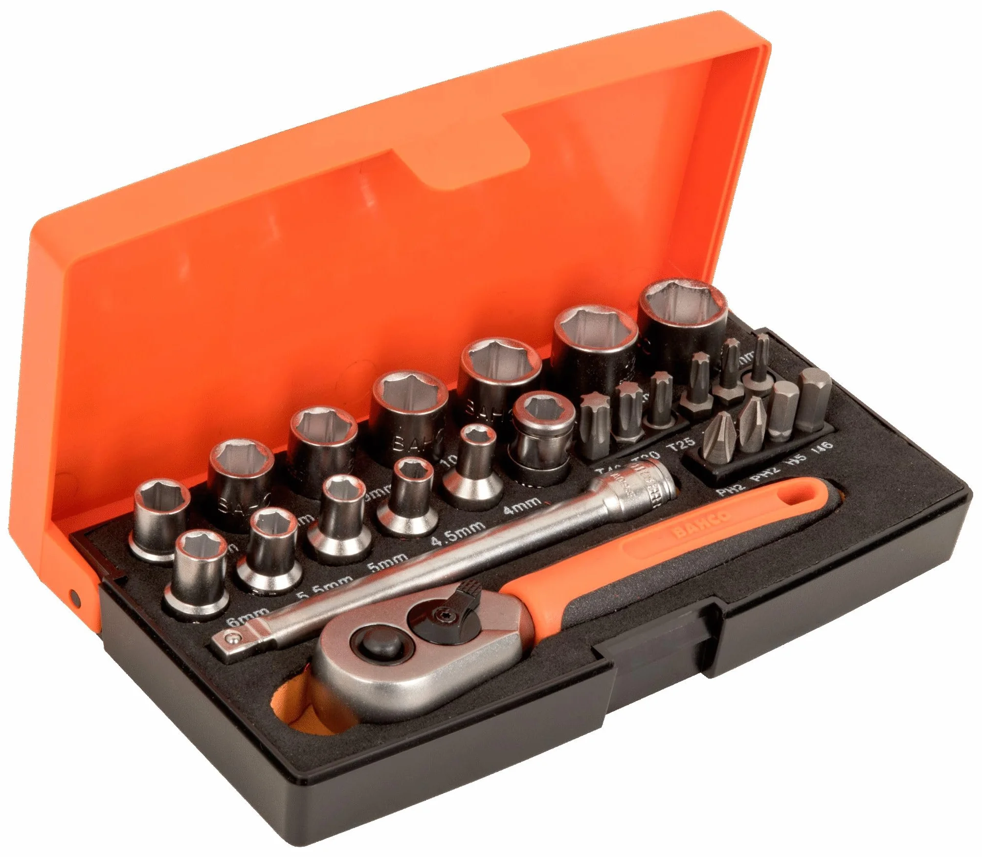 Bahco SL25 JGO.Llaves DE Vaso 1/4, 0 W, 0 V, multicolor, 10.2 cm, Set de 25 Piezas