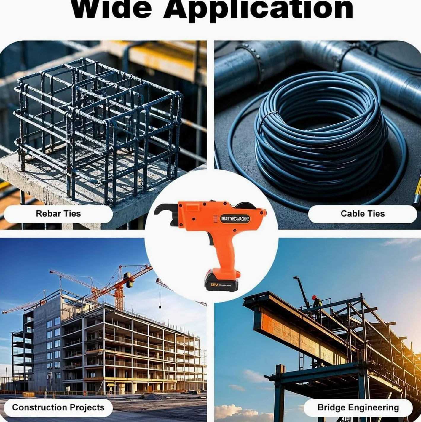 Atadora Automática De Varillas De Corrugado, Herramienta Inalámbrica para Atar Varillas De Acero De Refuerzo con Cabezal De Corte Afilado Y Ranura para Alambre para Obras De Construcción