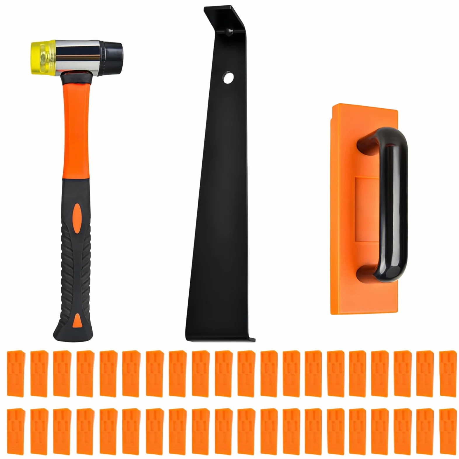 Suelo Laminado, 43 Piezas Herramienta de Laminado, 198 mm Sistema de Clic, 1 Taco de Impacto, 1 Barra de Tracción, 40 Espaciadores, 1 Martillo de Doble Cabeza, para Colocar Piso de Madera Compu