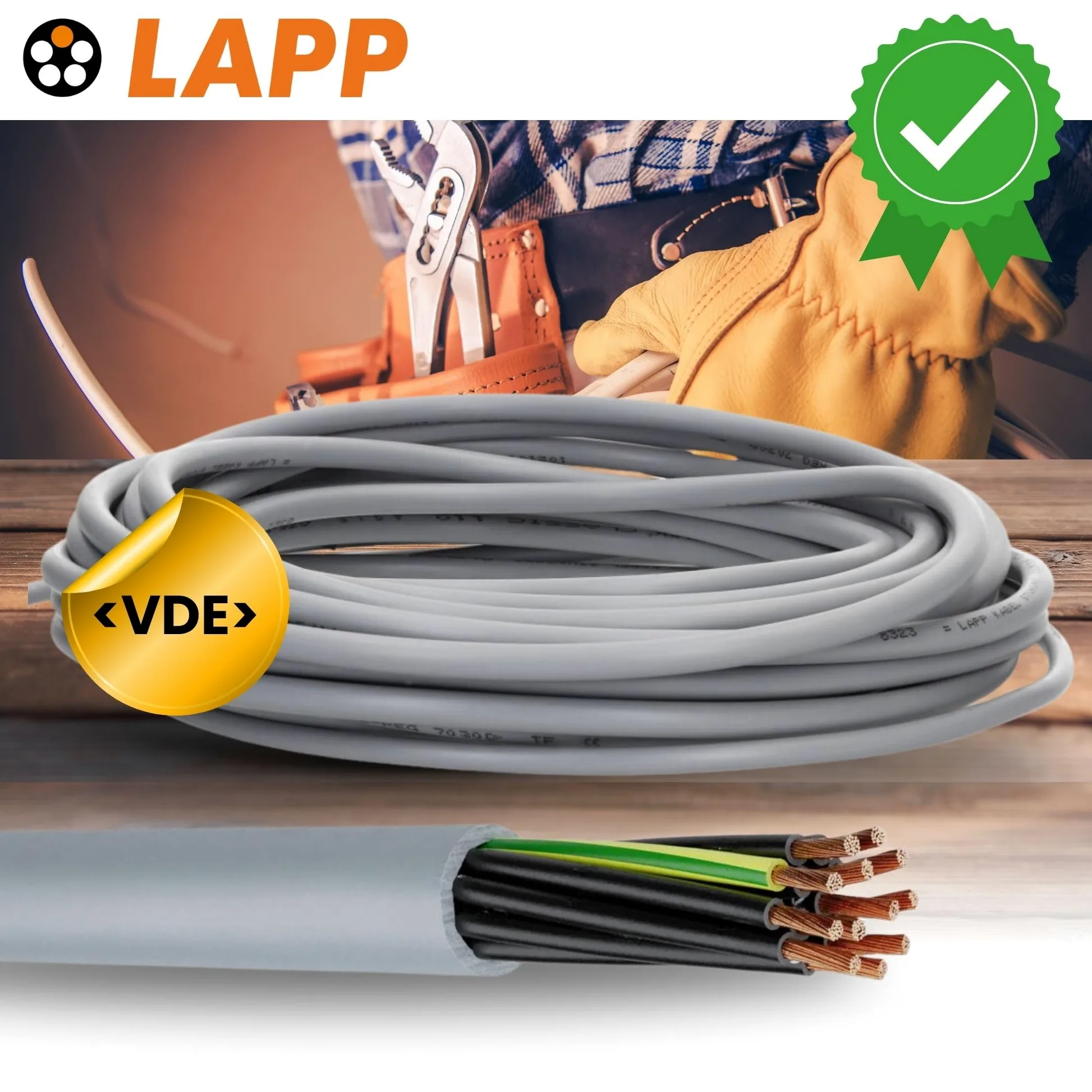 Lapp 1119212 Ölflex Classic 110 - Cable de Control PVC 12x1 mm² - 10 m | Manguera de 12 conductores con cable de protección verde-amarillo, 12G1 resistente al aceite y flexible para máquinas