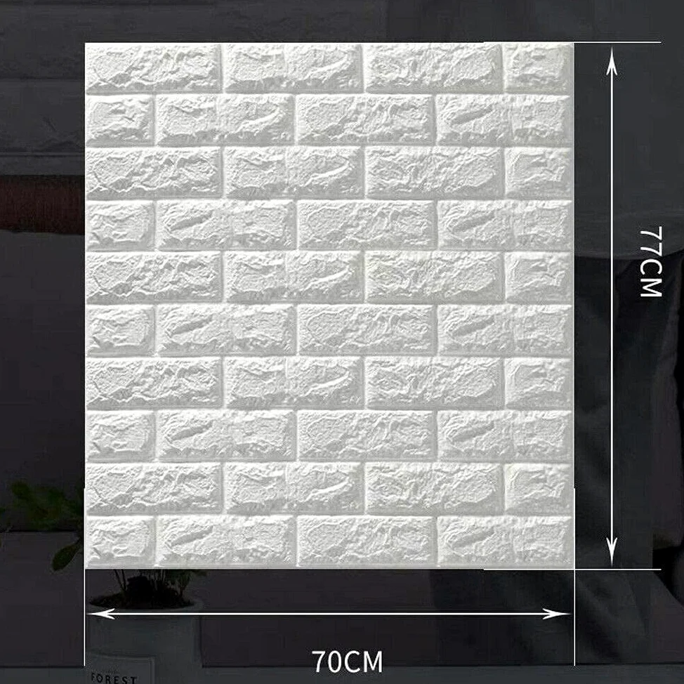 10 paneles de pared 3D autoadhesivos, aspecto de piedra, 70 x 77 cm, espuma de polietileno, DIY, ladrillos, piedra repujada, decoración de pared (blanco)